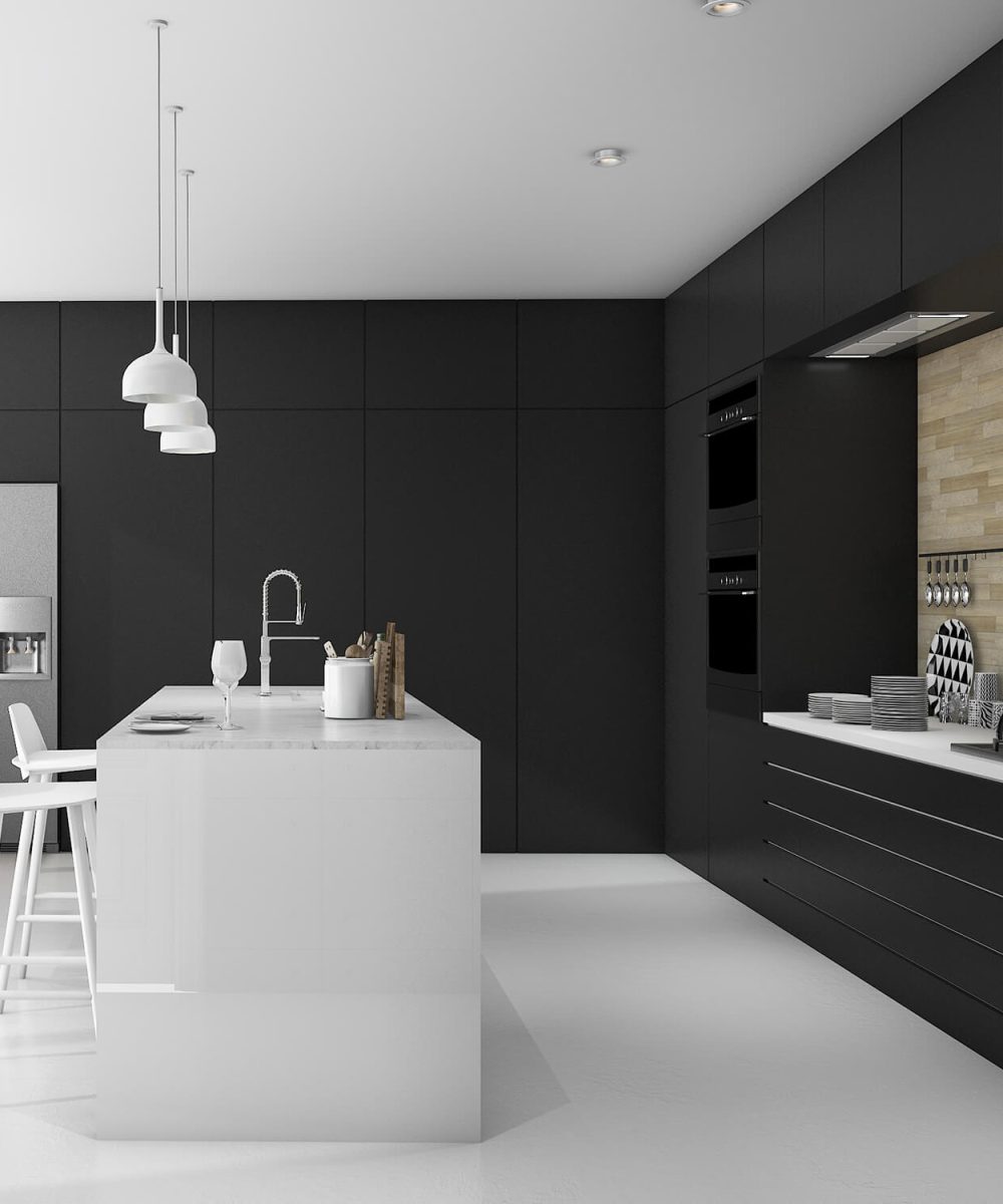 Stunning luxury kitchen renovation in Ottawa's Westboro featuring custom cabinetry, quartz waterfall island, and premium appliances