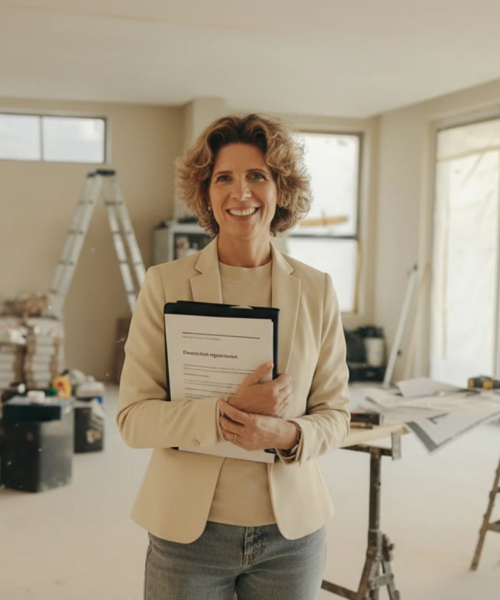 Saltire Construction project manager reviewing detailed renovation timeline and budget documents with homeowner in Ottawa
